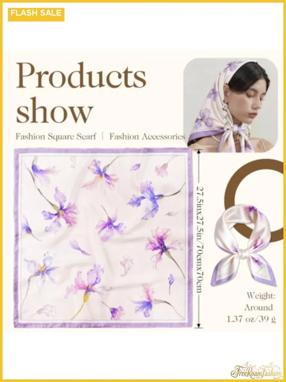 Silky Satin Square Scarf for Women, Multipurpose Neck Head Hair Scarf, Handbag